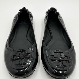 Tory Burch Reva Black Patent Ballet Flats